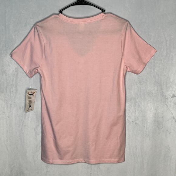 V-Neck Shirt Loved Pink Christian Inspirational Graphic T-Shirt New M - Picture 2 of 4